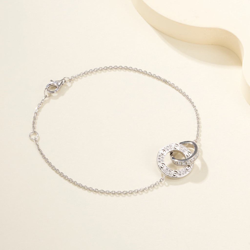 [Gaonasi Jewelry]LOVE DOUBLE RING FULL DIAMOND BRACELET