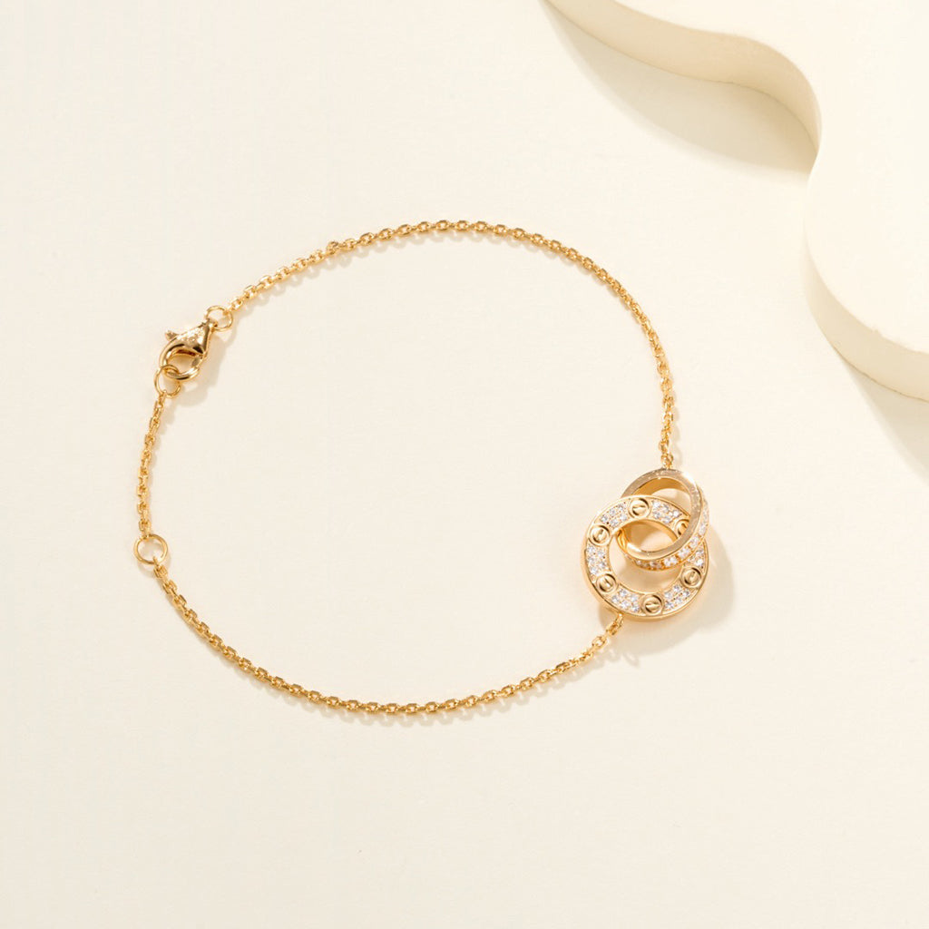 [Gaonasi Jewelry]LOVE DOUBLE RING FULL DIAMOND BRACELET
