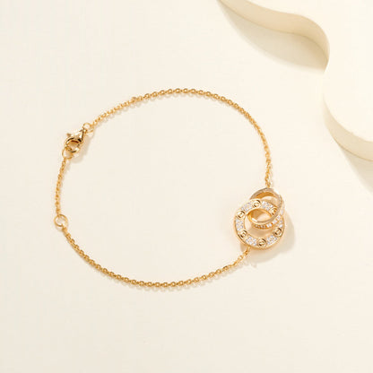 [Gaonasi Jewelry]LOVE DOUBLE RING FULL DIAMOND BRACELET