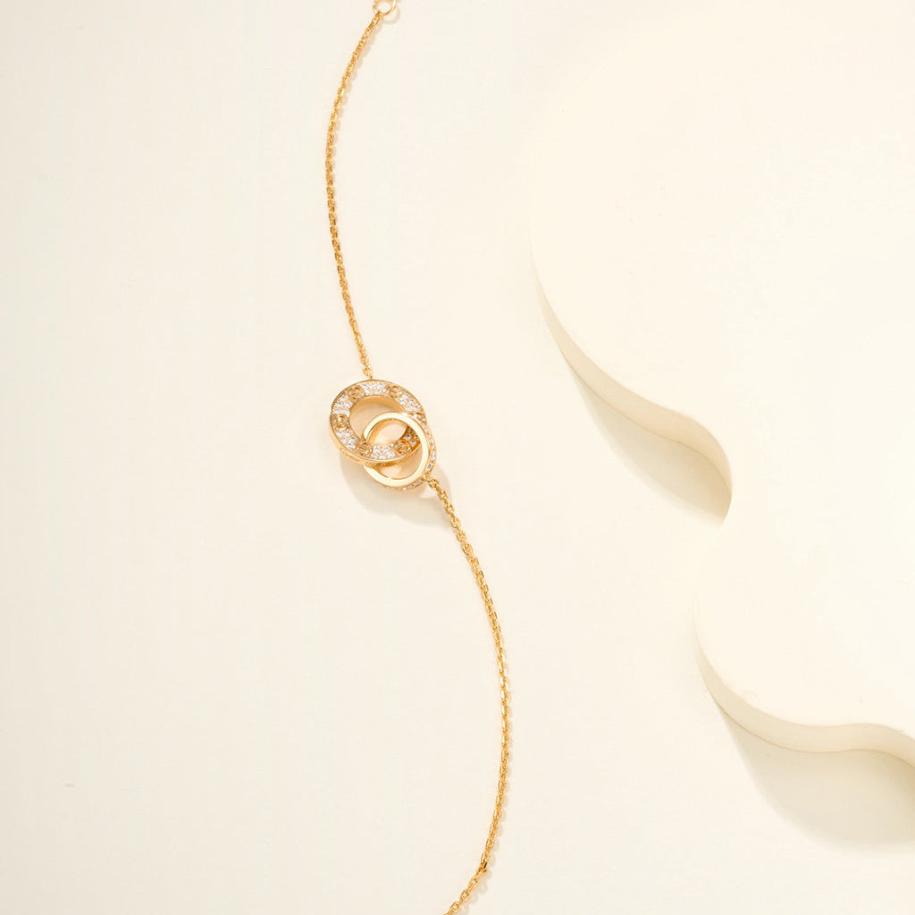 [Gaonasi Jewelry]LOVE DOUBLE RING FULL DIAMOND BRACELET