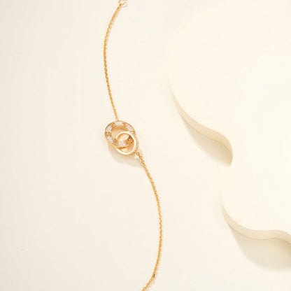 [Gaonasi Jewelry]LOVE DOUBLE RING FULL DIAMOND BRACELET