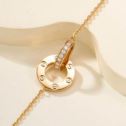[Gaonasi Jewelry]LOVE DOUBLE RING FULL DIAMOND BRACELET