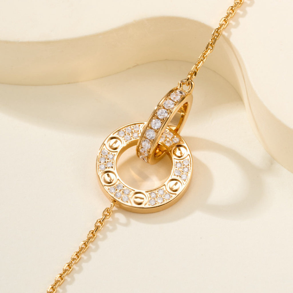 [Gaonasi Jewelry]LOVE DOUBLE RING FULL DIAMOND BRACELET