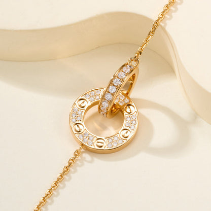 [Gaonasi Jewelry]LOVE DOUBLE RING FULL DIAMOND BRACELET