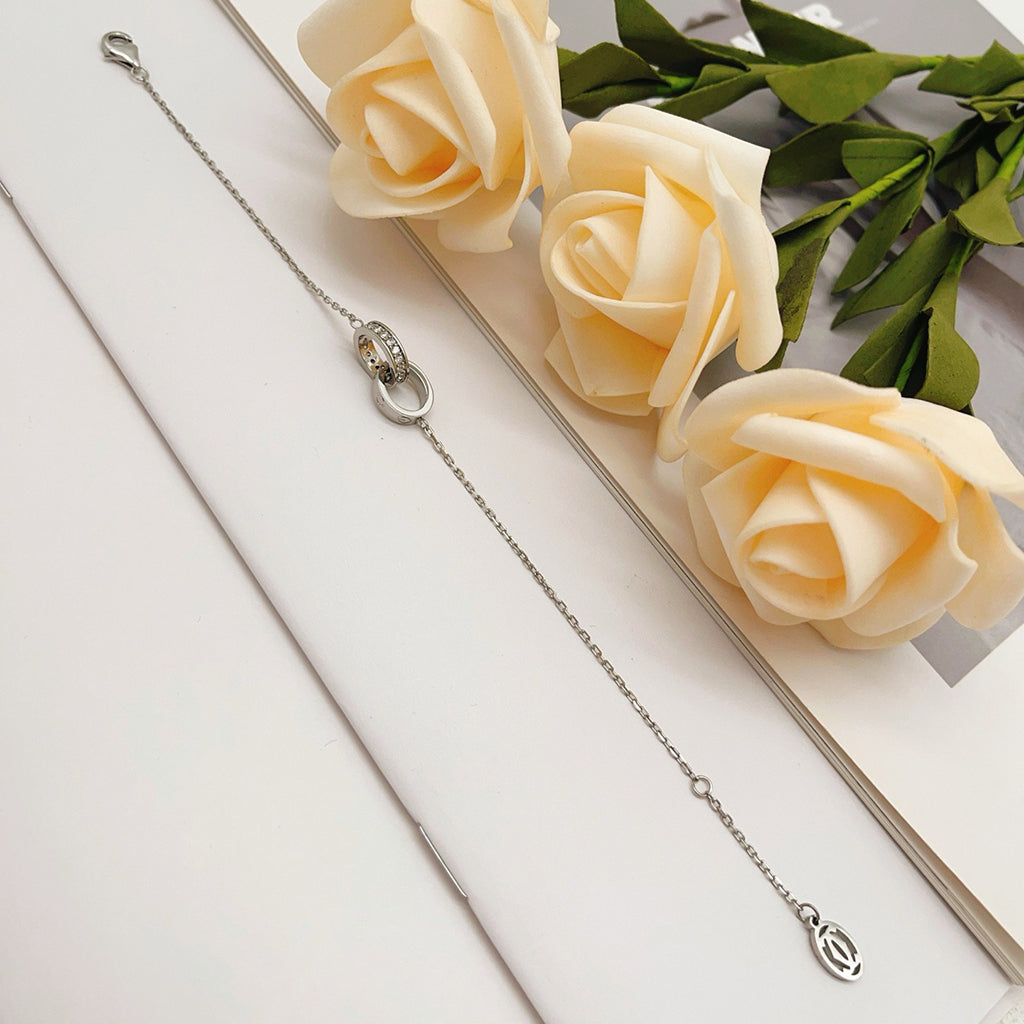[Gaonasi Jewelry]LOVE DOUBLE RING HALF DIAMOND BRACELET
