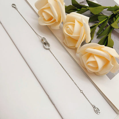 [Gaonasi Jewelry]LOVE DOUBLE RING HALF DIAMOND BRACELET