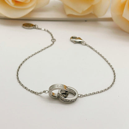 [Gaonasi Jewelry]LOVE DOUBLE RING HALF DIAMOND BRACELET