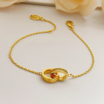 [Gaonasi Jewelry]LOVE DOUBLE RING HALF DIAMOND BRACELET