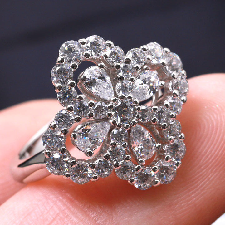 [Gaonasi]LOOP RING FULL MOTIF DIAMOND 16MM SILVE
