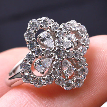 [Gaonasi]LOOP RING FULL MOTIF DIAMOND 16MM SILVE
