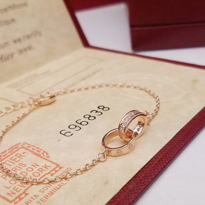 [Gaonasi Jewelry]LOVE DOUBLE RING HALF DIAMOND BRACELET