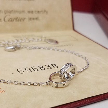 [Gaonasi Jewelry]LOVE DOUBLE RING HALF DIAMOND BRACELET