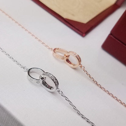 [Gaonasi Jewelry]LOVE DOUBLE RING HALF DIAMOND BRACELET