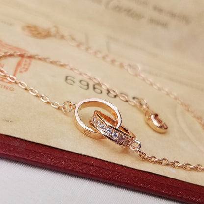 [Gaonasi Jewelry]LOVE DOUBLE RING HALF DIAMOND BRACELET