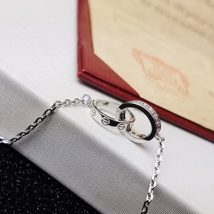 [Gaonasi Jewelry]LOVE DOUBLE RING HALF DIAMOND BRACELET