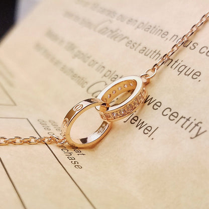 [Gaonasi Jewelry]LOVE DOUBLE RING HALF DIAMOND BRACELET