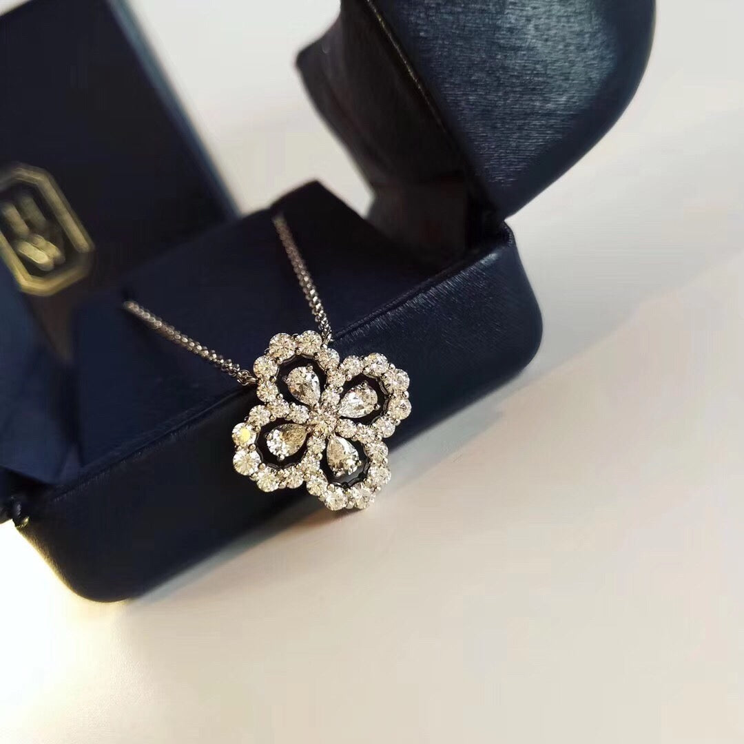 [Gaonasi]LOOP NECKLACE FULL MOTIF DIAMOND 16MM MULTIPLE COLORS