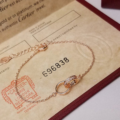 [Gaonasi Jewelry]LOVE DOUBLE RING HALF DIAMOND BRACELET