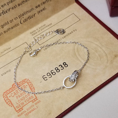 [Gaonasi Jewelry]LOVE DOUBLE RING HALF DIAMOND BRACELET