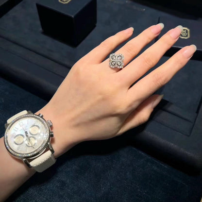 [Gaonasi]LOOP RING FULL MOTIF DIAMOND 16MM SILVE