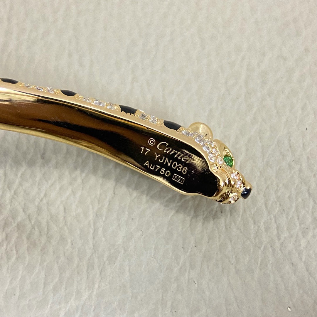[Gaonasi Jewelry]PANTHERE DOUBLE HEADED HALF DIAMOND OPEN BRACELET