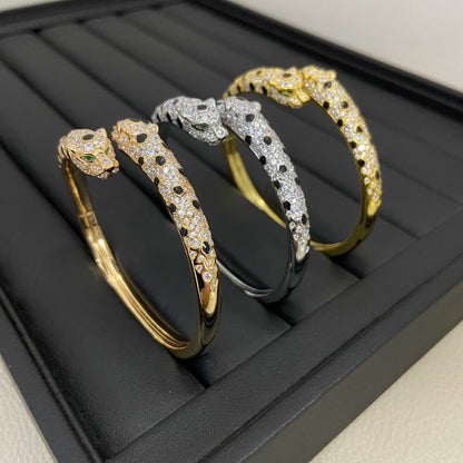 [Gaonasi Jewelry]PANTHERE DOUBLE HEADED HALF DIAMOND OPEN BRACELET