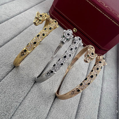 [Gaonasi Jewelry]PANTHERE DOUBLE HEADED HALF DIAMOND OPEN BRACELET