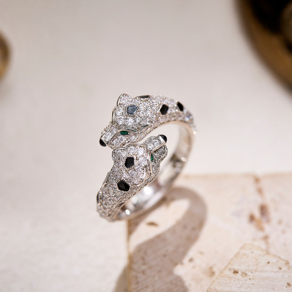 [Gaonasi Jewelry]PANTHERE DOUBLE HEADED FULL DIAMOND  RING