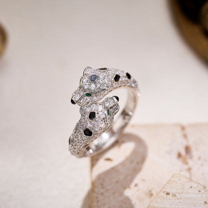 [Gaonasi Jewelry]PANTHERE DOUBLE HEADED FULL DIAMOND  RING