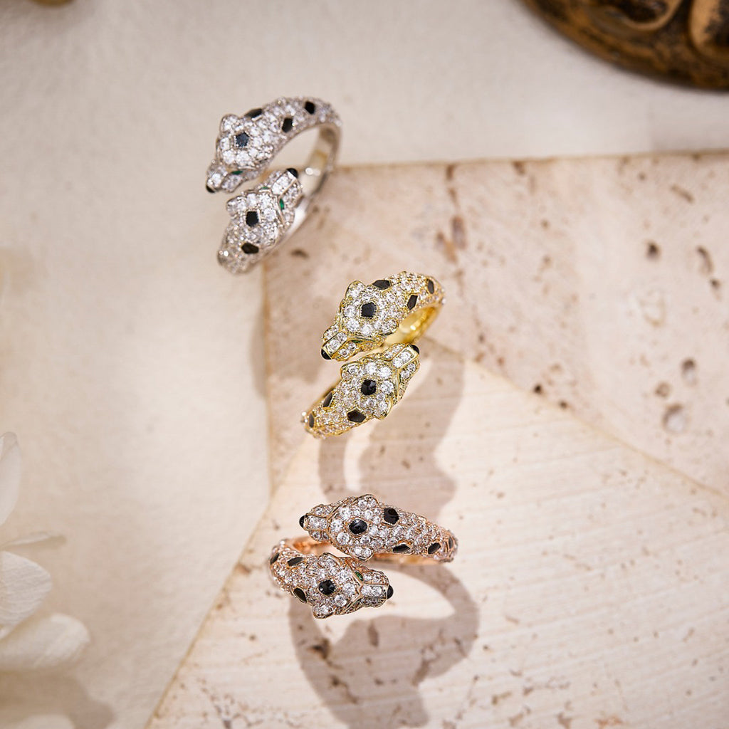 [Gaonasi Jewelry]PANTHERE DOUBLE HEADED FULL DIAMOND  RING