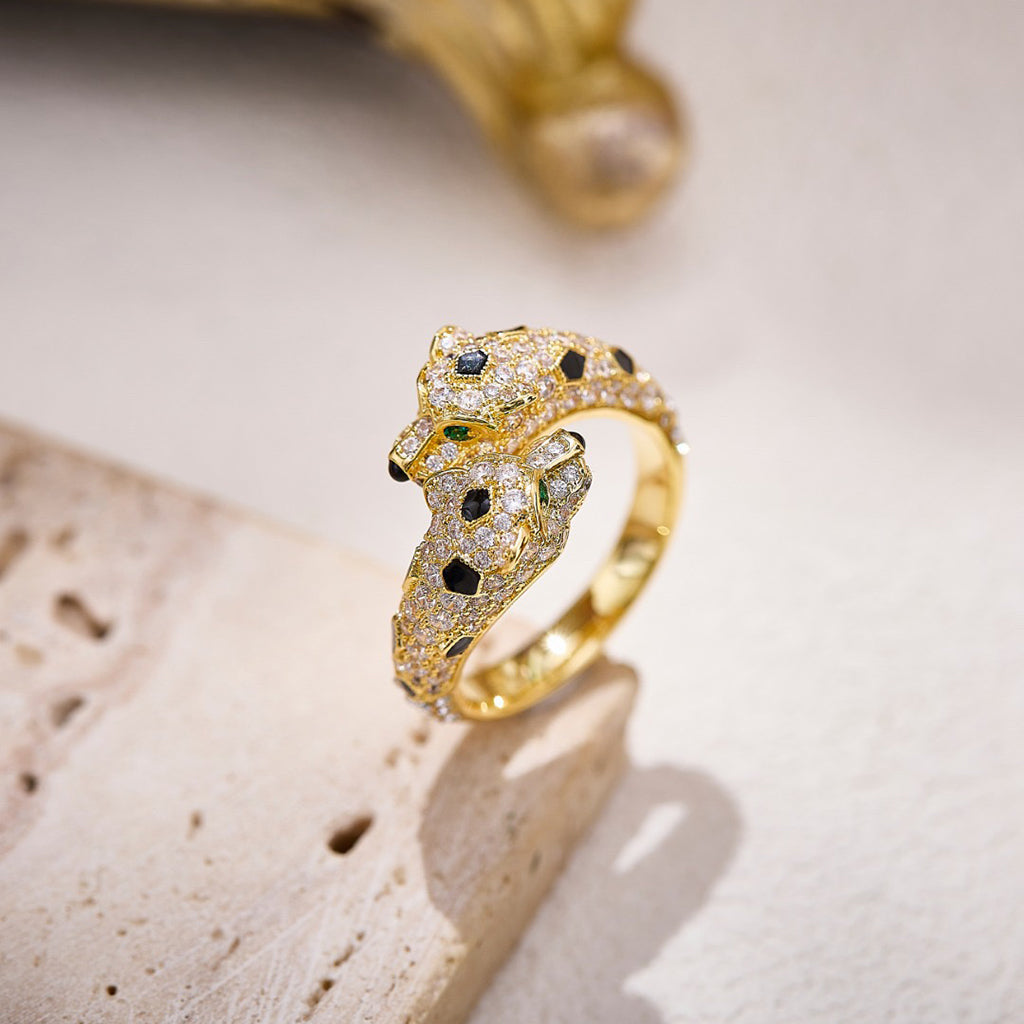 [Gaonasi Jewelry]PANTHERE DOUBLE HEADED FULL DIAMOND  RING
