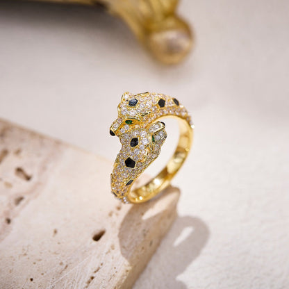 [Gaonasi Jewelry]PANTHERE DOUBLE HEADED FULL DIAMOND  RING