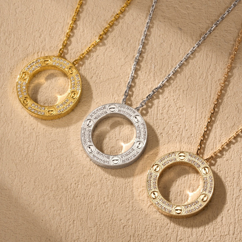[Gaonasi Jewelry]LOVE NECKLACE 16MM  FULL DIAMOND