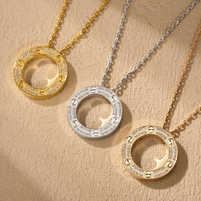 [Gaonasi Jewelry]LOVE NECKLACE 16MM  FULL DIAMOND