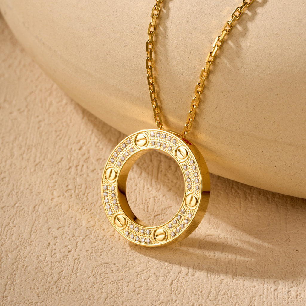 [Gaonasi Jewelry]LOVE NECKLACE 16MM  FULL DIAMOND