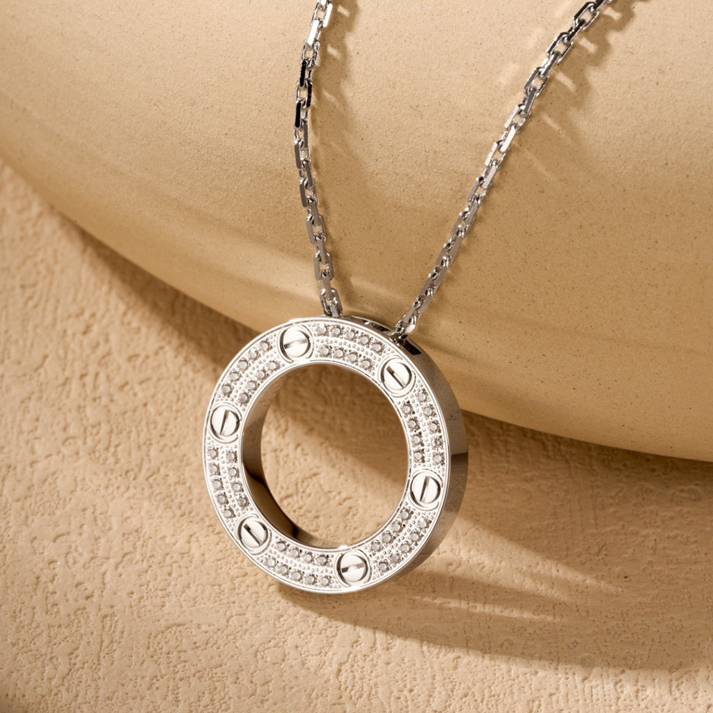 [Gaonasi Jewelry]LOVE NECKLACE 16MM  FULL DIAMOND