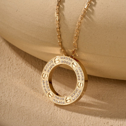 [Gaonasi Jewelry]LOVE NECKLACE 16MM  FULL DIAMOND