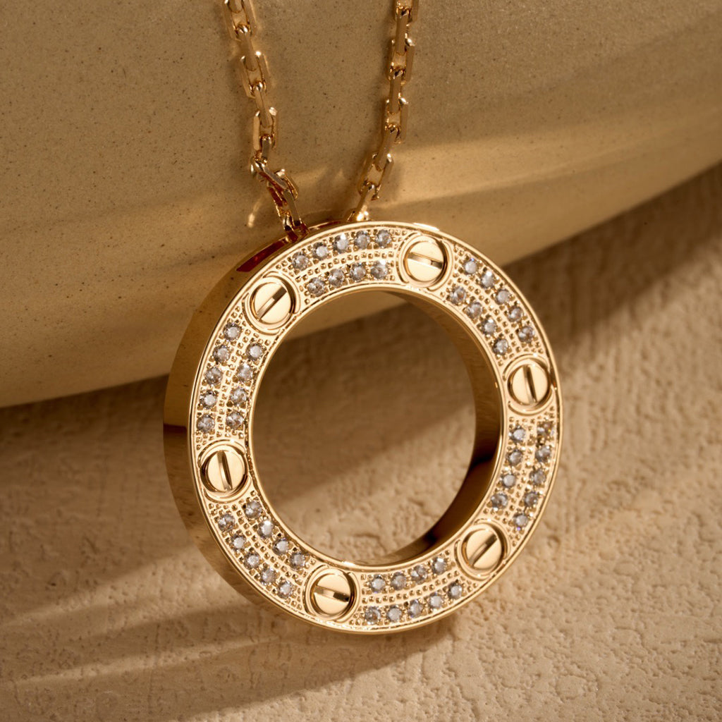 [Gaonasi Jewelry]LOVE NECKLACE 16MM  FULL DIAMOND