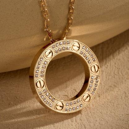 [Gaonasi Jewelry]LOVE NECKLACE 16MM  FULL DIAMOND