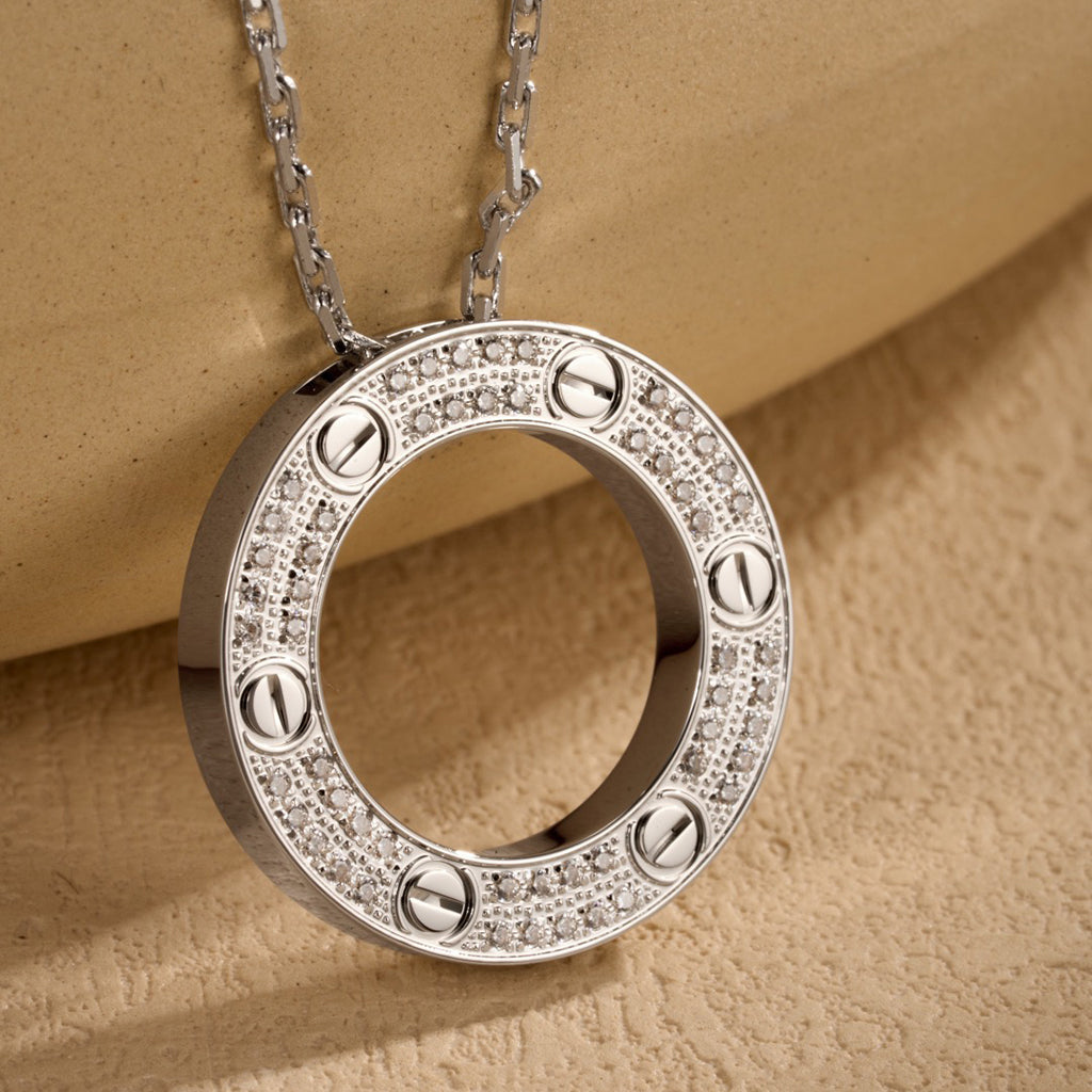 [Gaonasi Jewelry]LOVE NECKLACE 16MM  FULL DIAMOND