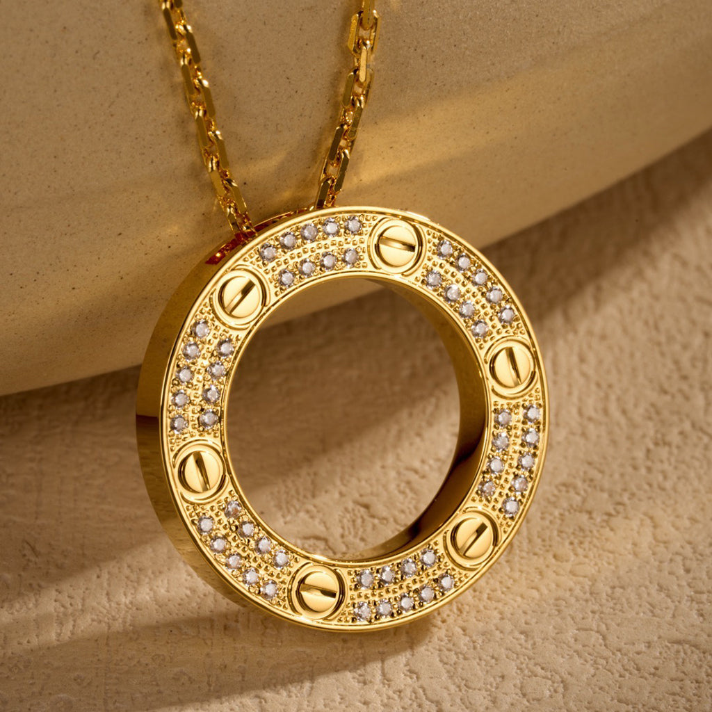 [Gaonasi Jewelry]LOVE NECKLACE 16MM  FULL DIAMOND