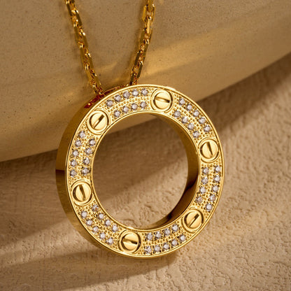 [Gaonasi Jewelry]LOVE NECKLACE 16MM  FULL DIAMOND