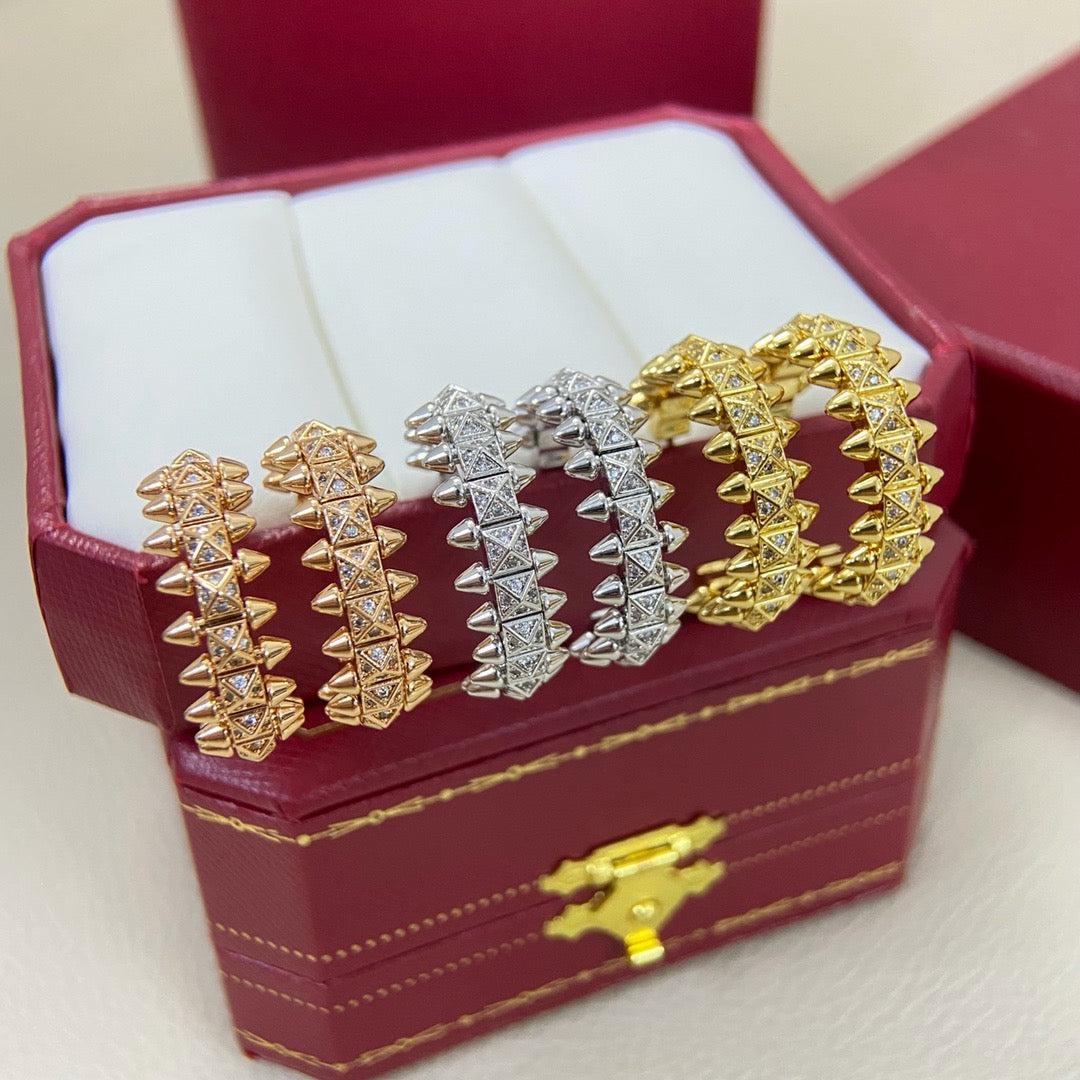 [Gaonasi Jewelry]CLASH 6.4MM FULL DIAMOND SMALL EARRINGS