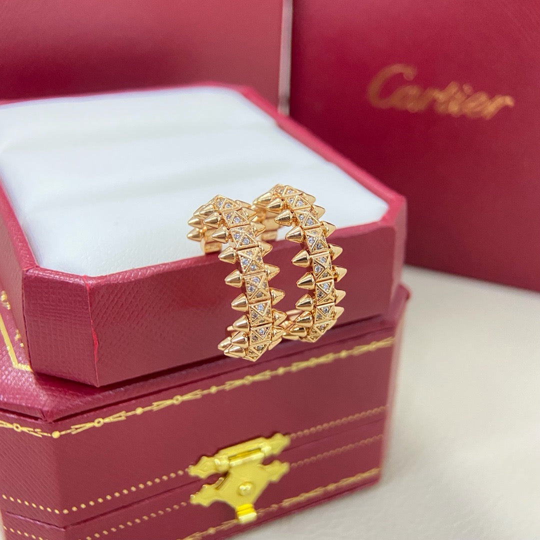 [Gaonasi Jewelry]CLASH 6.4MM FULL DIAMOND SMALL EARRINGS