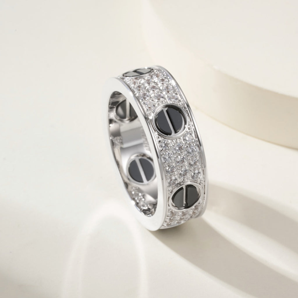 [Gaonasi Jewelry]LOVE RING 5.5MM DIAMONDS PAVED CERAMIC