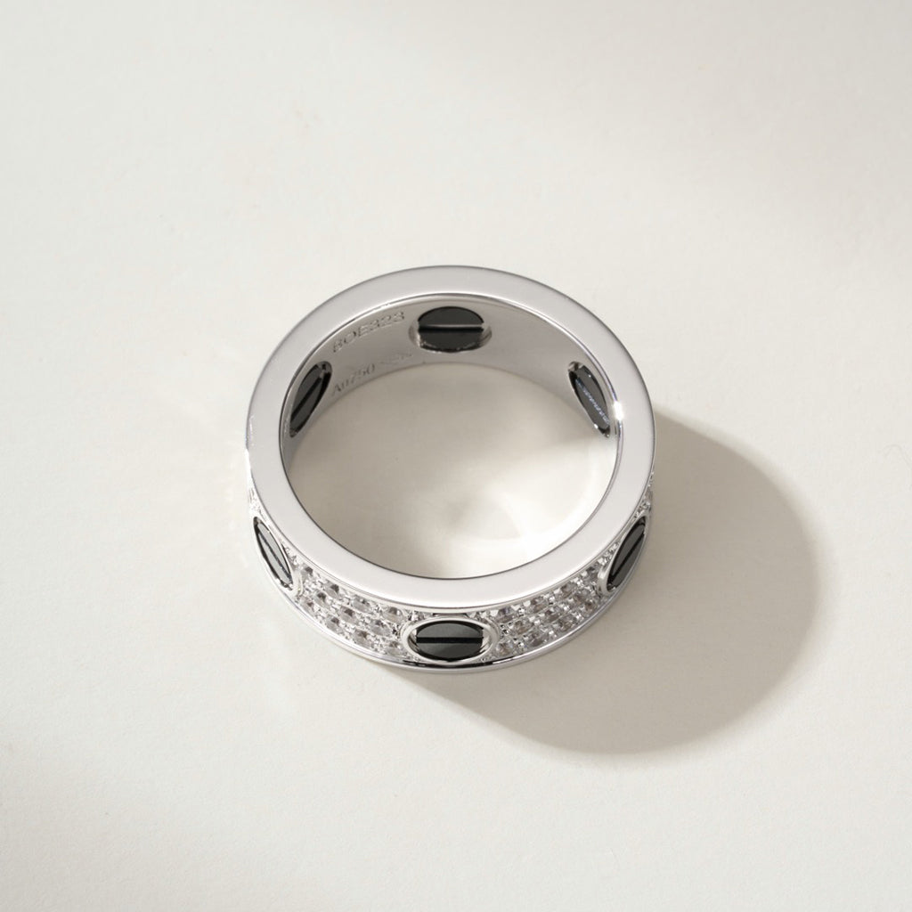 [Gaonasi Jewelry]LOVE RING 5.5MM DIAMONDS PAVED CERAMIC