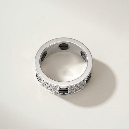 [Gaonasi Jewelry]LOVE RING 5.5MM DIAMONDS PAVED CERAMIC