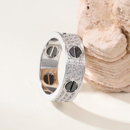[Gaonasi Jewelry]LOVE RING 5.5MM DIAMONDS PAVED CERAMIC