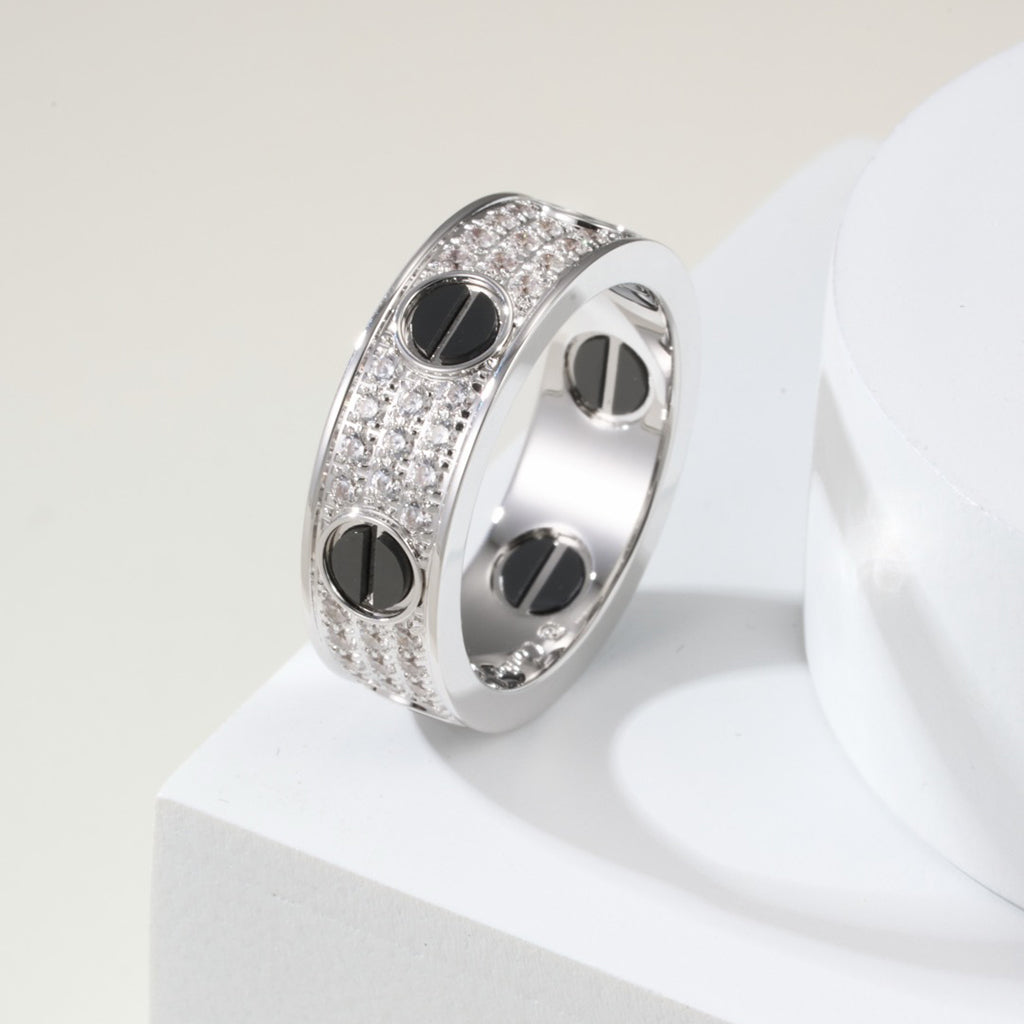 [Gaonasi Jewelry]LOVE RING 5.5MM DIAMONDS PAVED CERAMIC