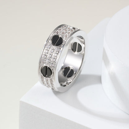 [Gaonasi Jewelry]LOVE RING 5.5MM DIAMONDS PAVED CERAMIC
